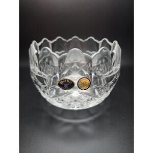 Bohemia CZECH Republic Crystal Bowl Cut Glass Scalloped Edge Decorative Dish